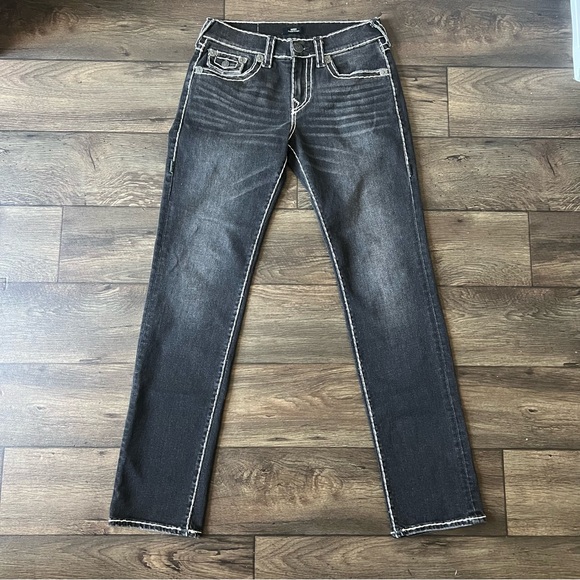 True Religion Men's Ricky Rope Stitch Flap Jeans Washed Black Size 29 - Picture 2 of 11